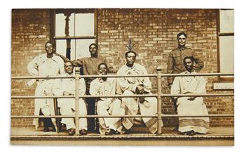 (MILITARY.) Pair of Real Photo postcards of the 24th United States Infantry musicians in camp.